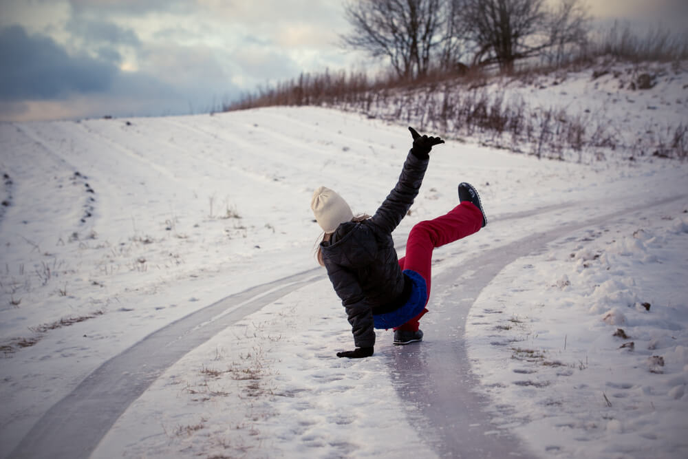 slipping on ice